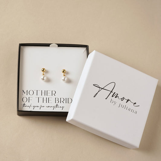 Mother Of The Bride Gift - Gold Plated Earrings Faux Pearl