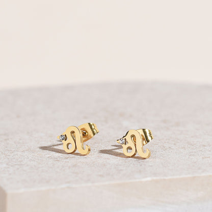 Serenity Zodiac 18k Gold Plated Earrings - Leo