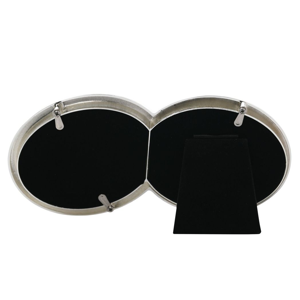 Amore Silverplated Frame with Crystal Double Rings 3" x 2"