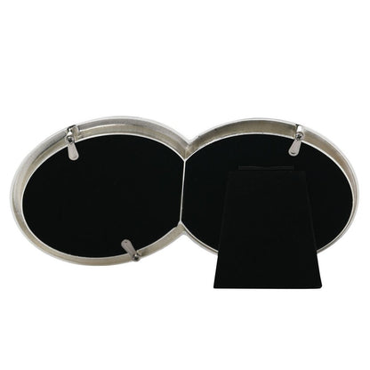 Amore Silverplated Frame with Crystal Double Rings 3" x 2"