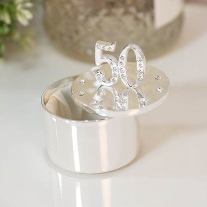 Milestones Silverplated Trinket Box With Crystal 50