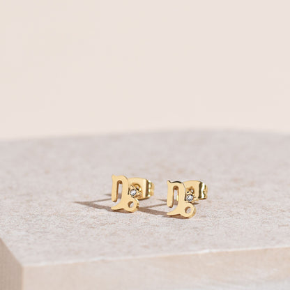 Serenity Zodiac 18k Gold Plated Earrings - Capricorn