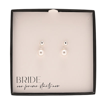 Amore Silver Plated Earrings Faux Pearl - Bride