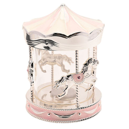 Bambino Silver Plated Money Box Carousel - pink