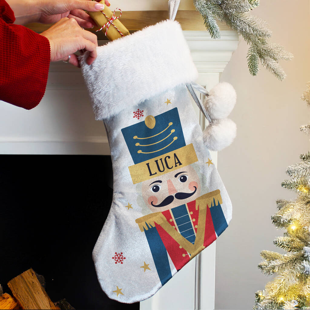 Baby Boy First Christmas Stocking Personalised Nutcracker Stocking For Children
