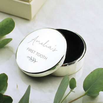 Baby First Tooth And Curl Keepsake Box Gift Personalised