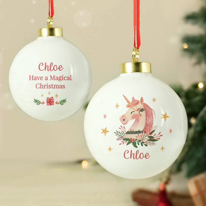 Baby Girl’s First Christmas Bauble Personalised Unicorn Xmas Ornament