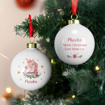 Baby Girl’s First Christmas Bauble Personalised Unicorn Xmas Ornament