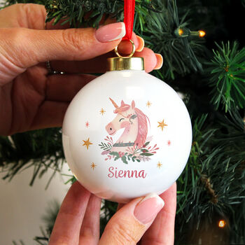 Baby Girl’s First Christmas Bauble Personalised Unicorn Xmas Ornament
