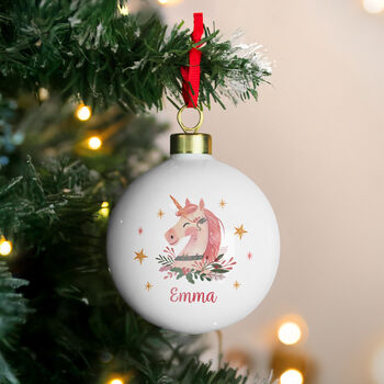 Baby Girl’s First Christmas Bauble Personalised Unicorn Xmas Ornament