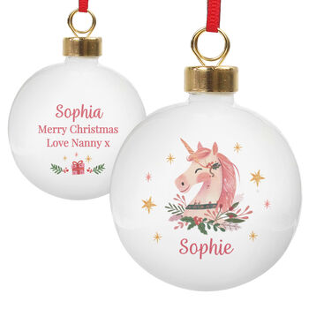 Baby Girl’s First Christmas Bauble Personalised Unicorn Xmas Ornament