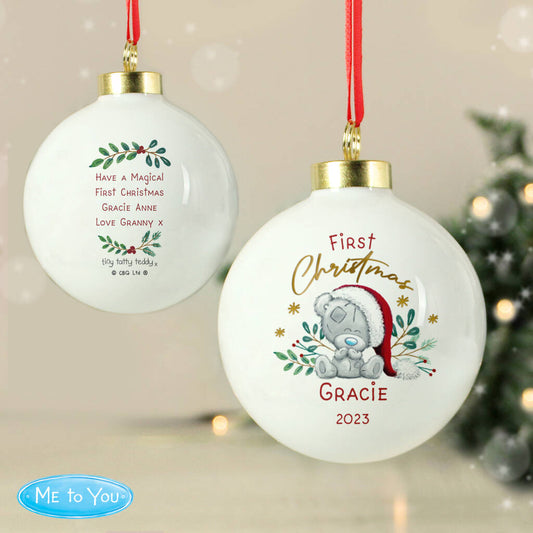 Baby's First Christmas Bauble Cute Teddy Bear