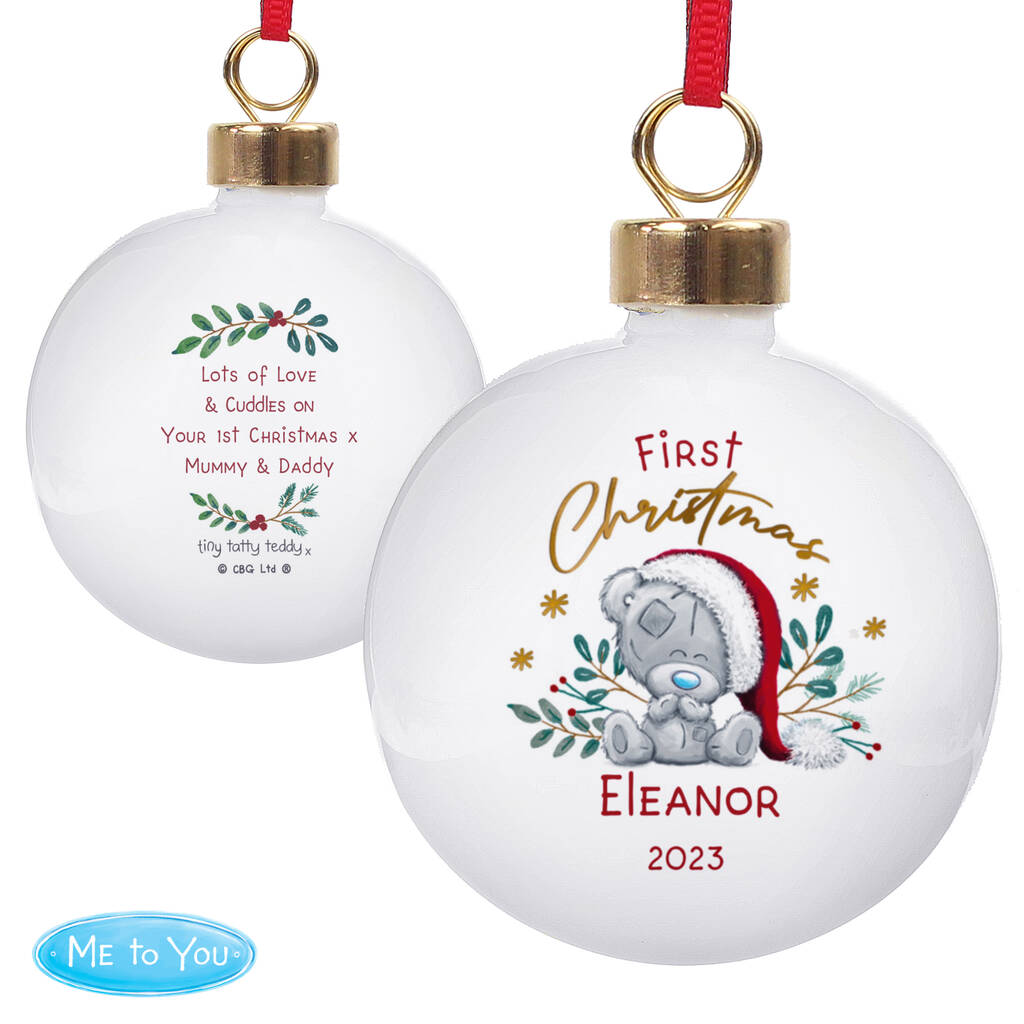Baby's First Christmas Bauble Cute Teddy Bear