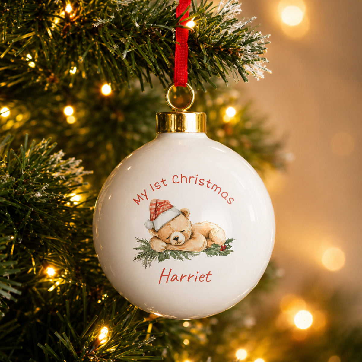 Baby's First Christmas Bauble Personalised Teddy Bear Bauble