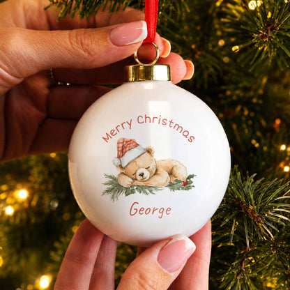 Baby's First Christmas Bauble Personalised Teddy Bear Bauble