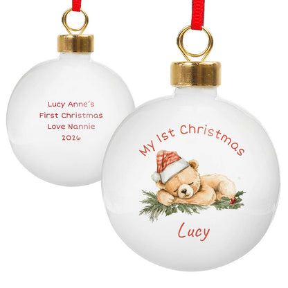 Baby's First Christmas Bauble Personalised Teddy Bear Bauble