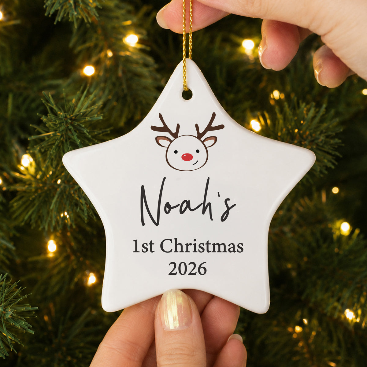 Baby's First Christmas Gift Personalised Reindeer Xmas Decoration