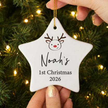 Baby's First Christmas Gift Personalised Reindeer Xmas Decoration