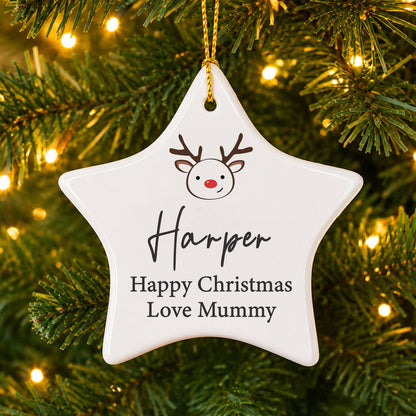 Baby's First Christmas Gift Personalised Reindeer Xmas Decoration