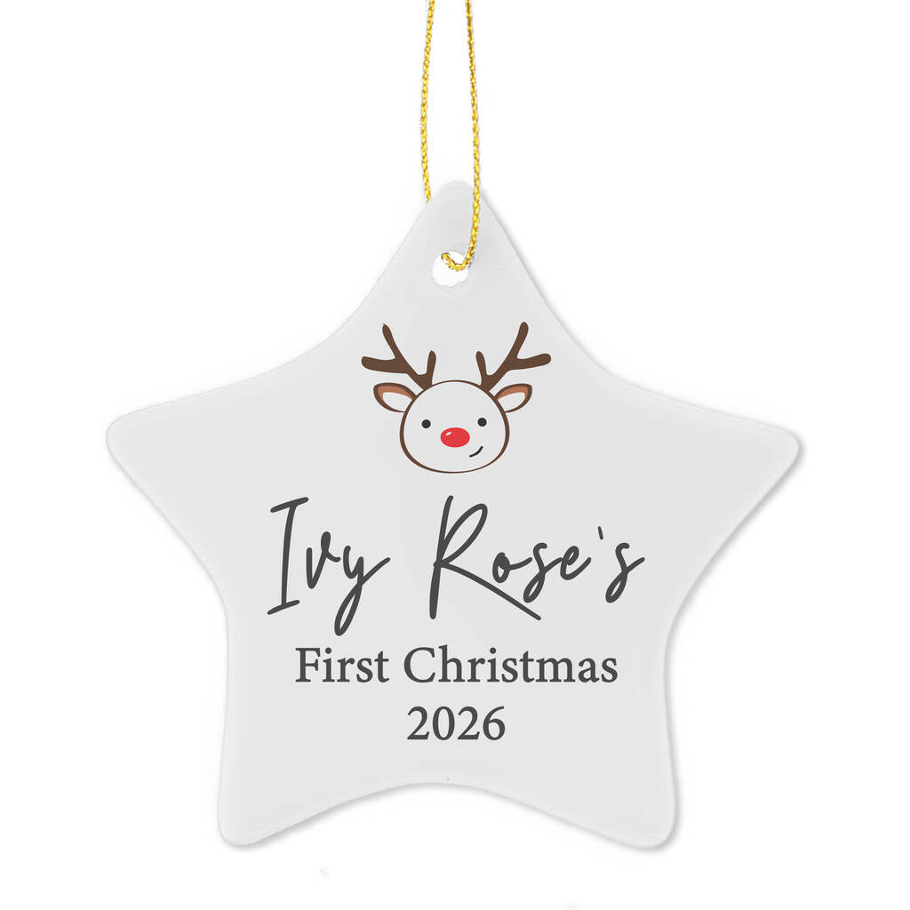 Baby's First Christmas Gift Personalised Reindeer Xmas Decoration