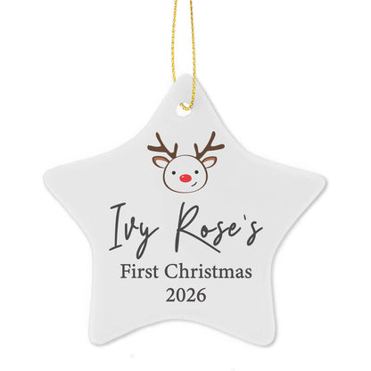 Baby's First Christmas Gift Personalised Reindeer Xmas Decoration