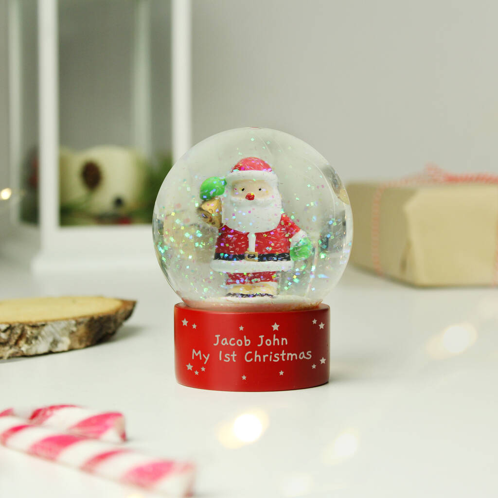 Baby's First Christmas Gift Personalised Santa Snow Globe
