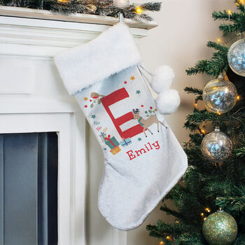 Baby's First Christmas Stocking Personalised Reindeer Stocking For Children