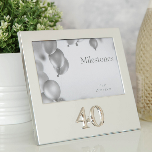 40th Birthday Gift - Milestones Photo Frame with 3D Number 6" x 4"