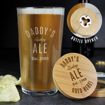 Beer Gifts For Him Pint Glass, Coaster And Opener
