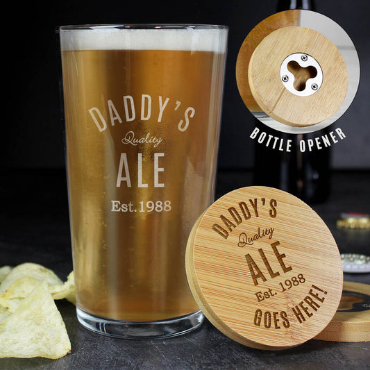 Beer Gifts For Him Pint Glass, Coaster And Opener