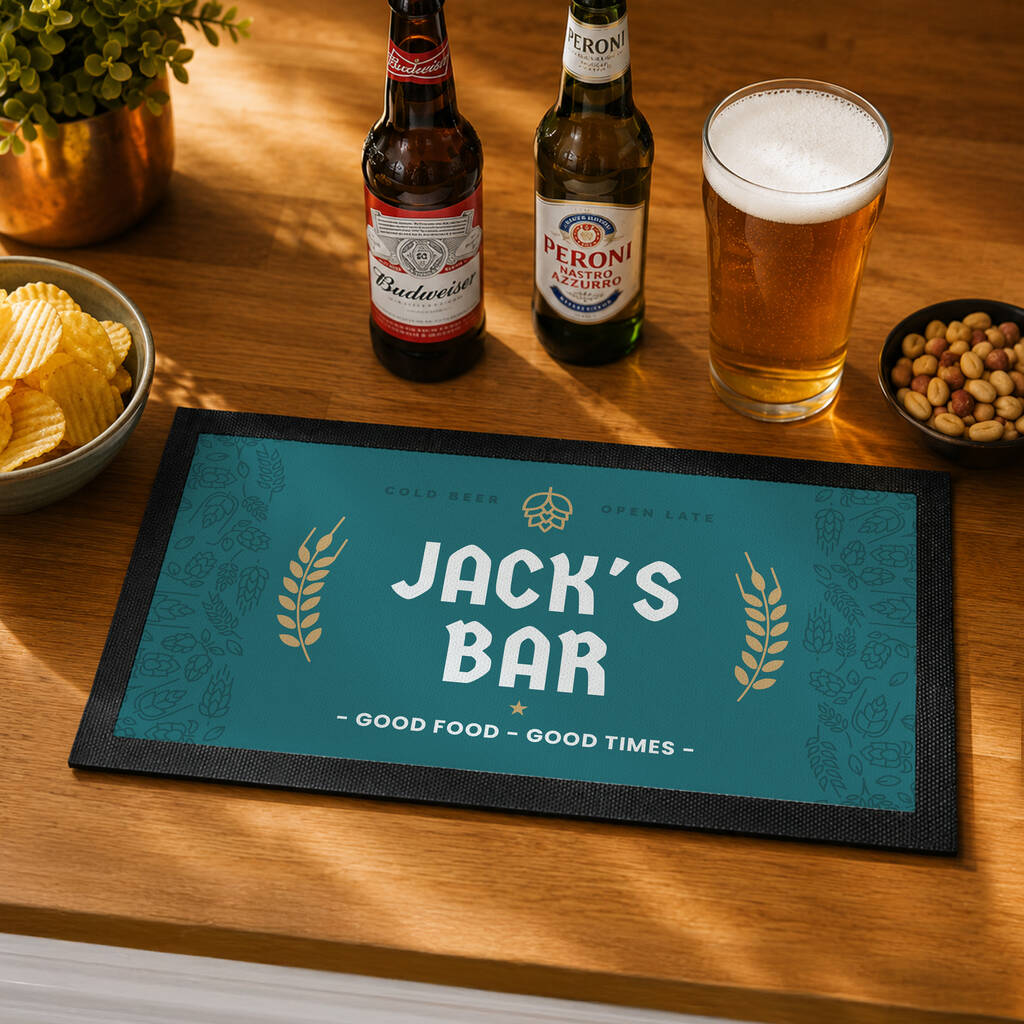 Beer Gifts For Men Personalised Beer Bar Mat
