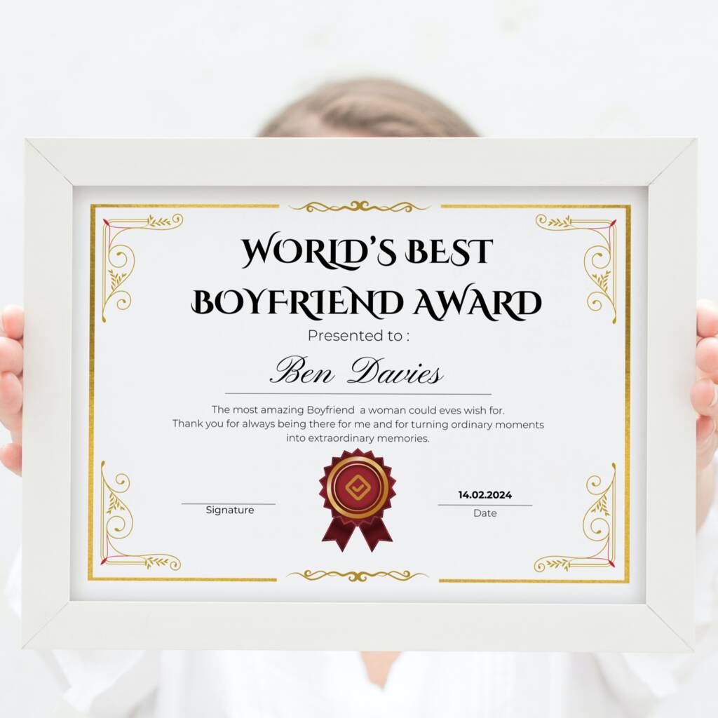 Boyfriend Gifts Best Boyfriend Award Certificate