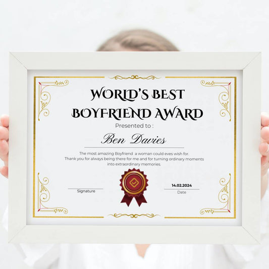 Boyfriend Gifts Best Boyfriend Award Certificate