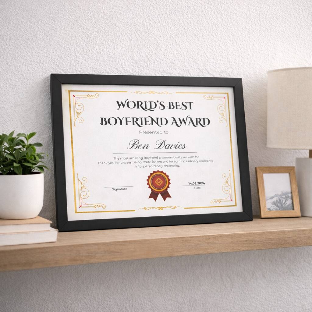 Boyfriend Gifts Best Boyfriend Award Certificate
