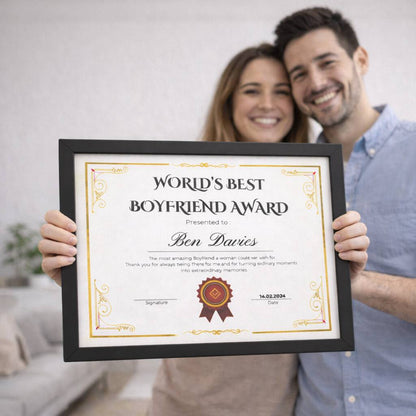 Boyfriend Gifts Best Boyfriend Award Certificate