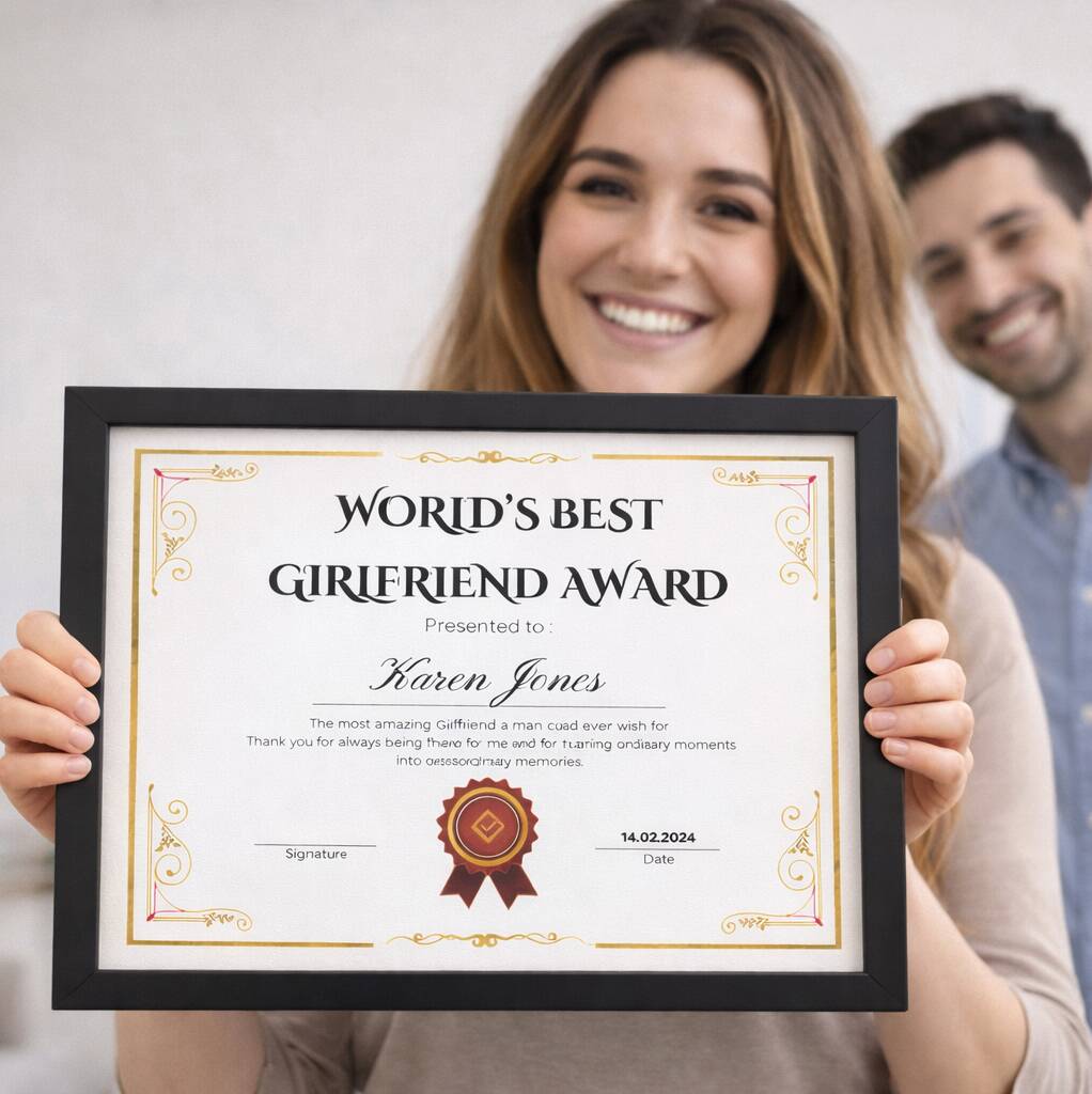Girlfriend Gifts Best Girlfriend Award Certificate