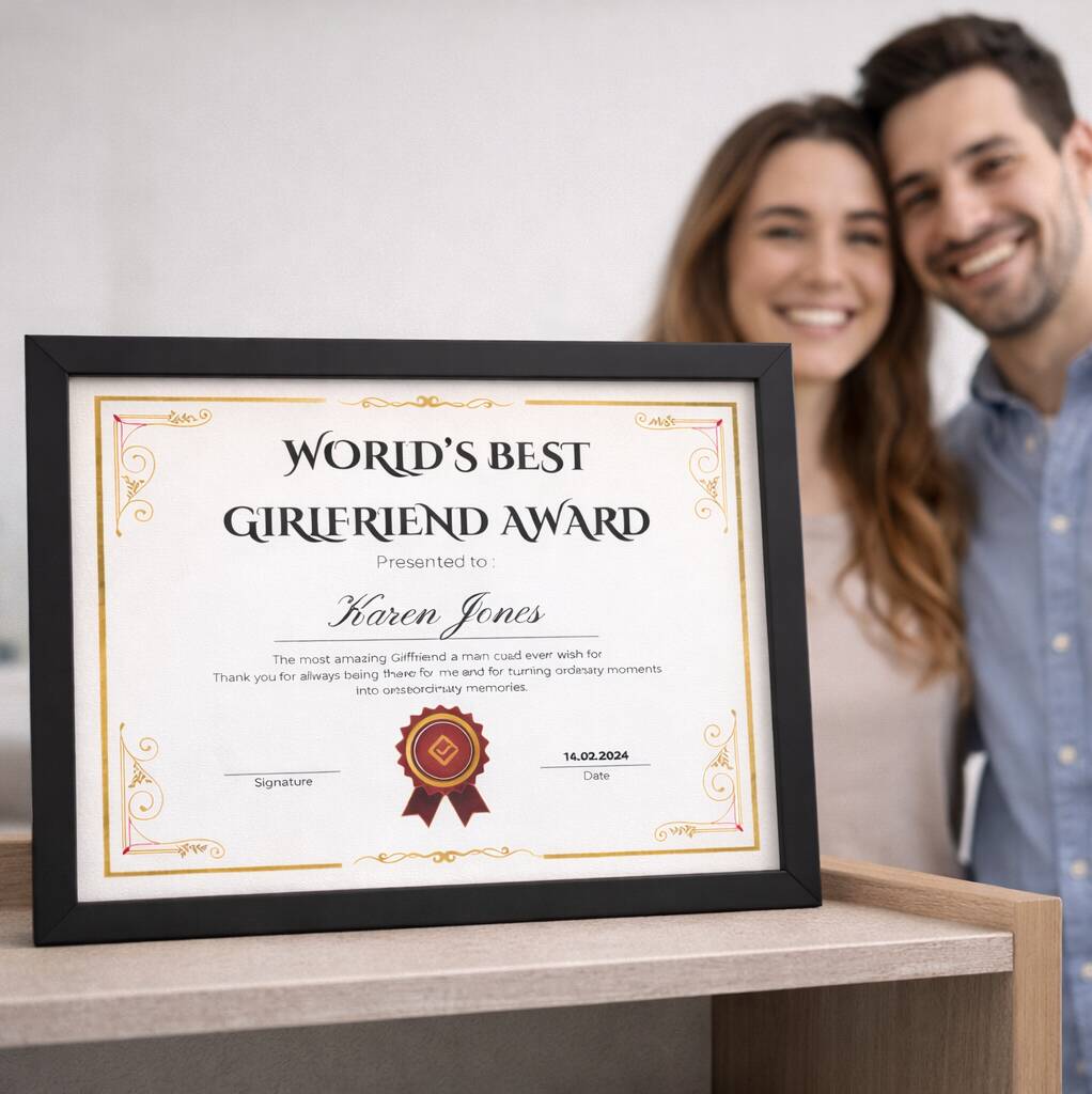 Girlfriend Gifts Best Girlfriend Award Certificate