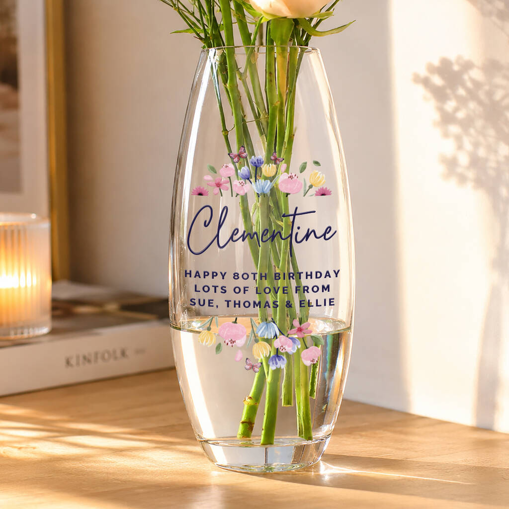 Birthday Gifts For Her Personalised Glass Flower Vase