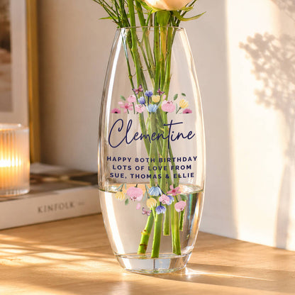 Birthday Gifts For Her Personalised Glass Flower Vase
