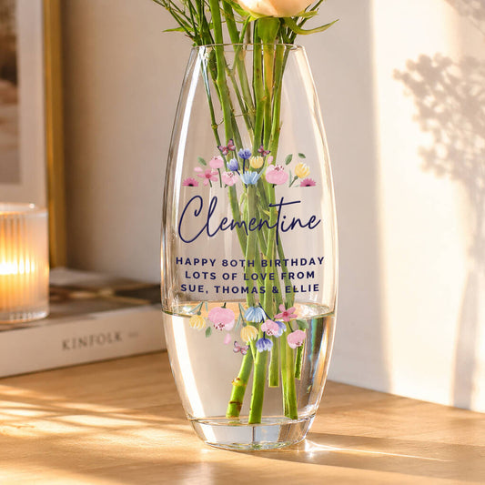 Birthday Gifts For Her Personalised Glass Flower Vase
