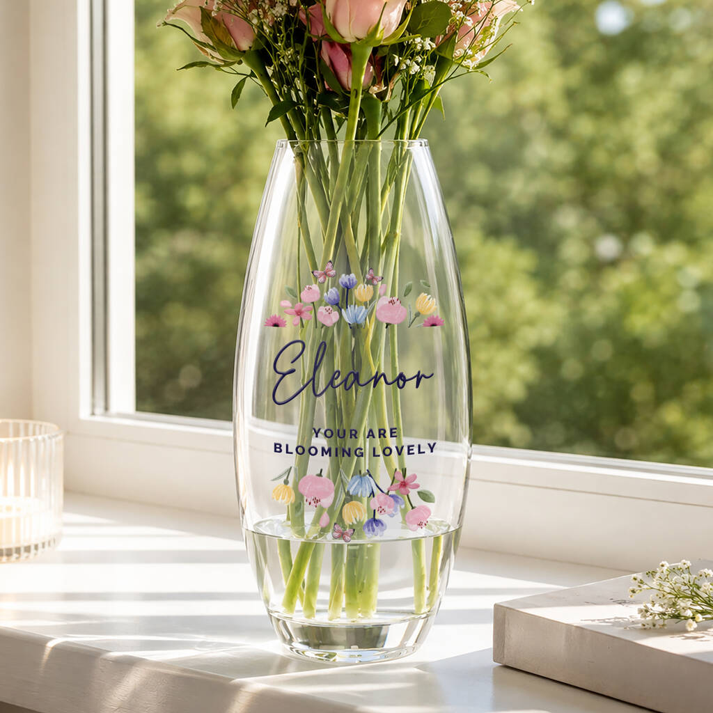 Birthday Gifts For Her Personalised Glass Flower Vase