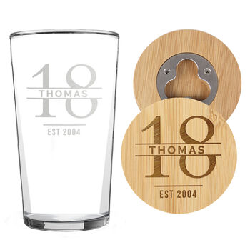 Birthday Gifts For Men Personalised Pint Glass And Coaster Set