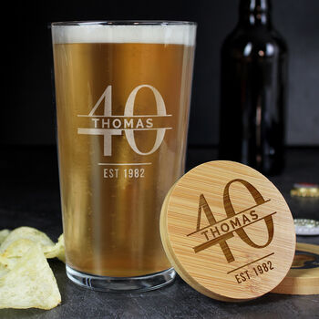Birthday Gifts For Men Personalised Pint Glass And Coaster Set