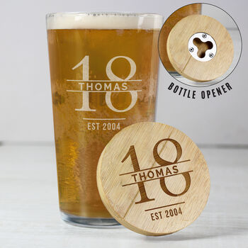Birthday Gifts For Men Personalised Pint Glass And Coaster Set