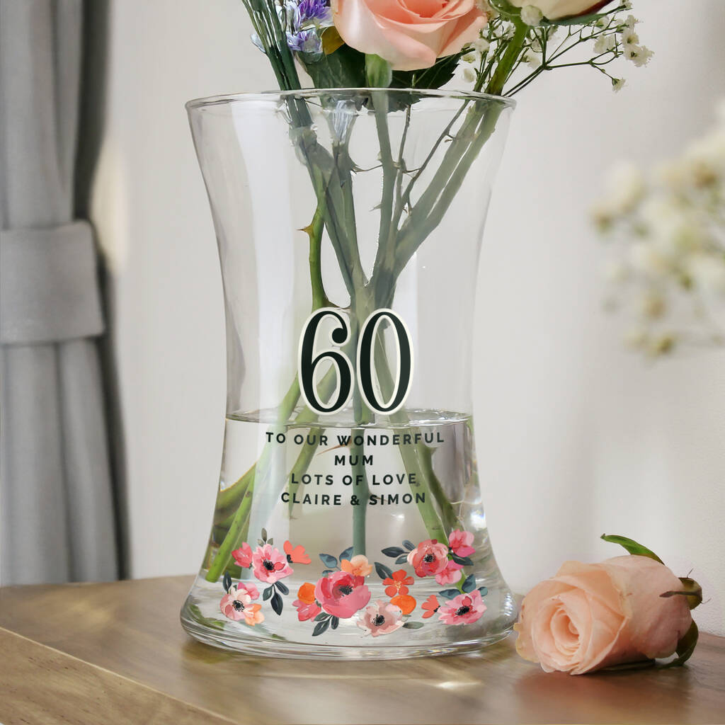 Birthday Gifts For Women Personalised Glass Flower Vase Milestone Age