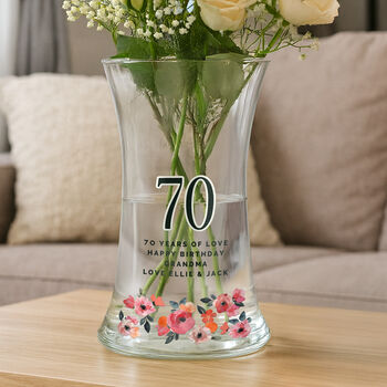 Birthday Gifts For Women Personalised Glass Flower Vase Milestone Age