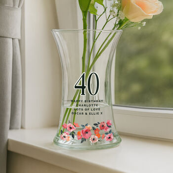 Birthday Gifts For Women Personalised Glass Flower Vase Milestone Age