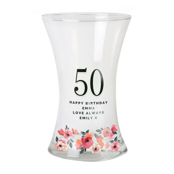 Birthday Gifts For Women Personalised Glass Flower Vase Milestone Age