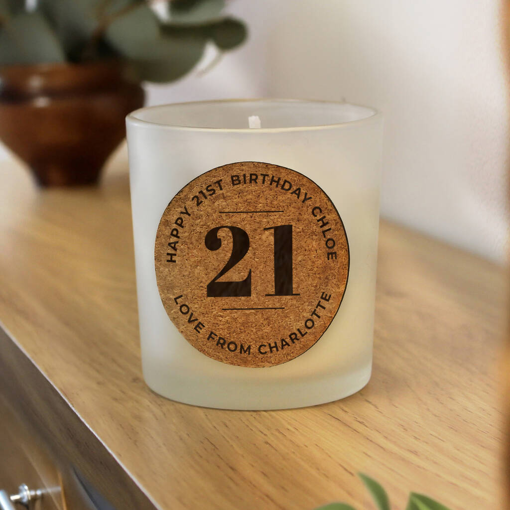 Birthday Gifts Personalised Candle Cork Label