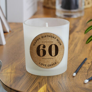 Birthday Gifts Personalised Candle Cork Label